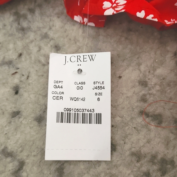 NWT J. Crew Red/White Mercantile Floral Dress - Picture 6 of 6